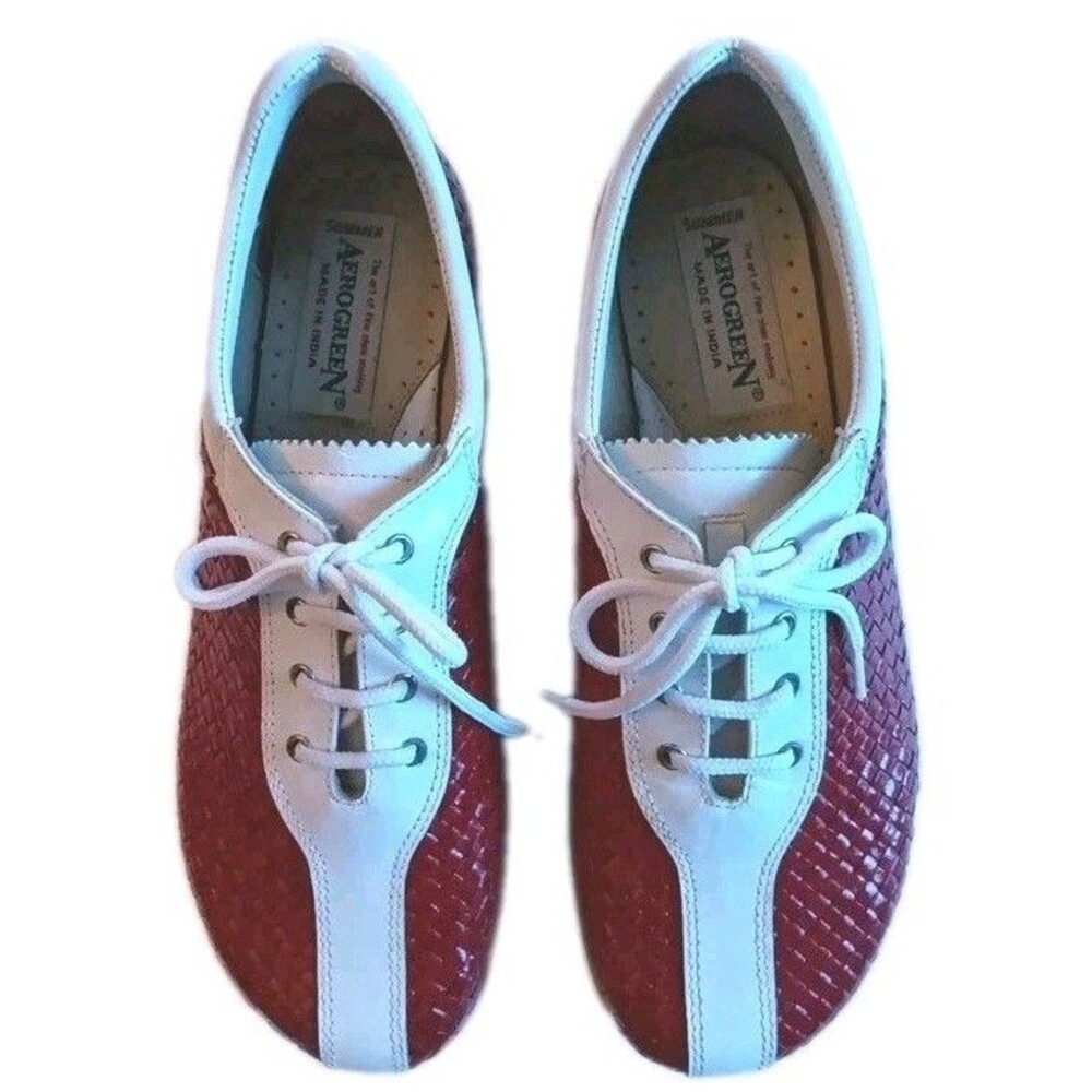 Vintage Aerogreen Women's Woven Leather Golf Shoes - Red - Sz 9 - Collector Item